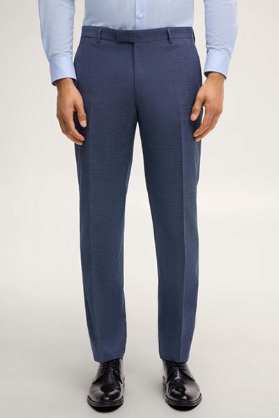 Joop! Brad Dunkelblaue Strukturierte Wollmischung Anzughose Slim Fit