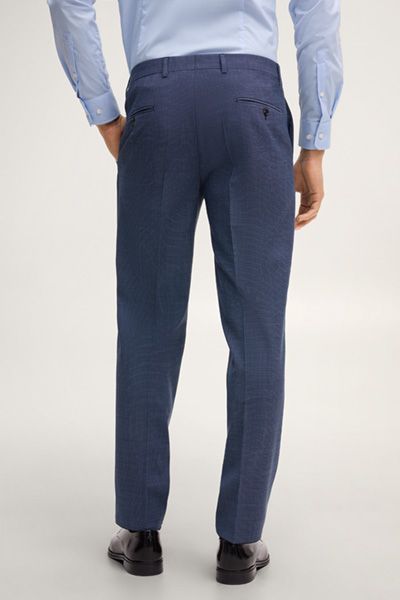 Joop! Brad Dunkelblaue Strukturierte Wollmischung Anzughose Slim Fit