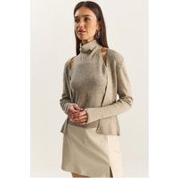 Rippstrick-Set mit Cut-Out-Rollkragen
