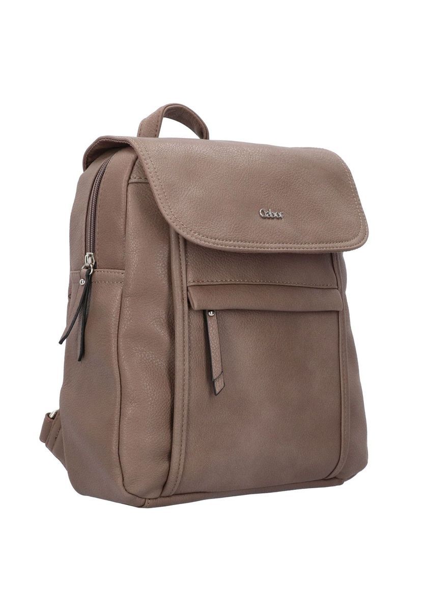 Rucksack mit Umschlagklappe aus Kunstleder und Taschen