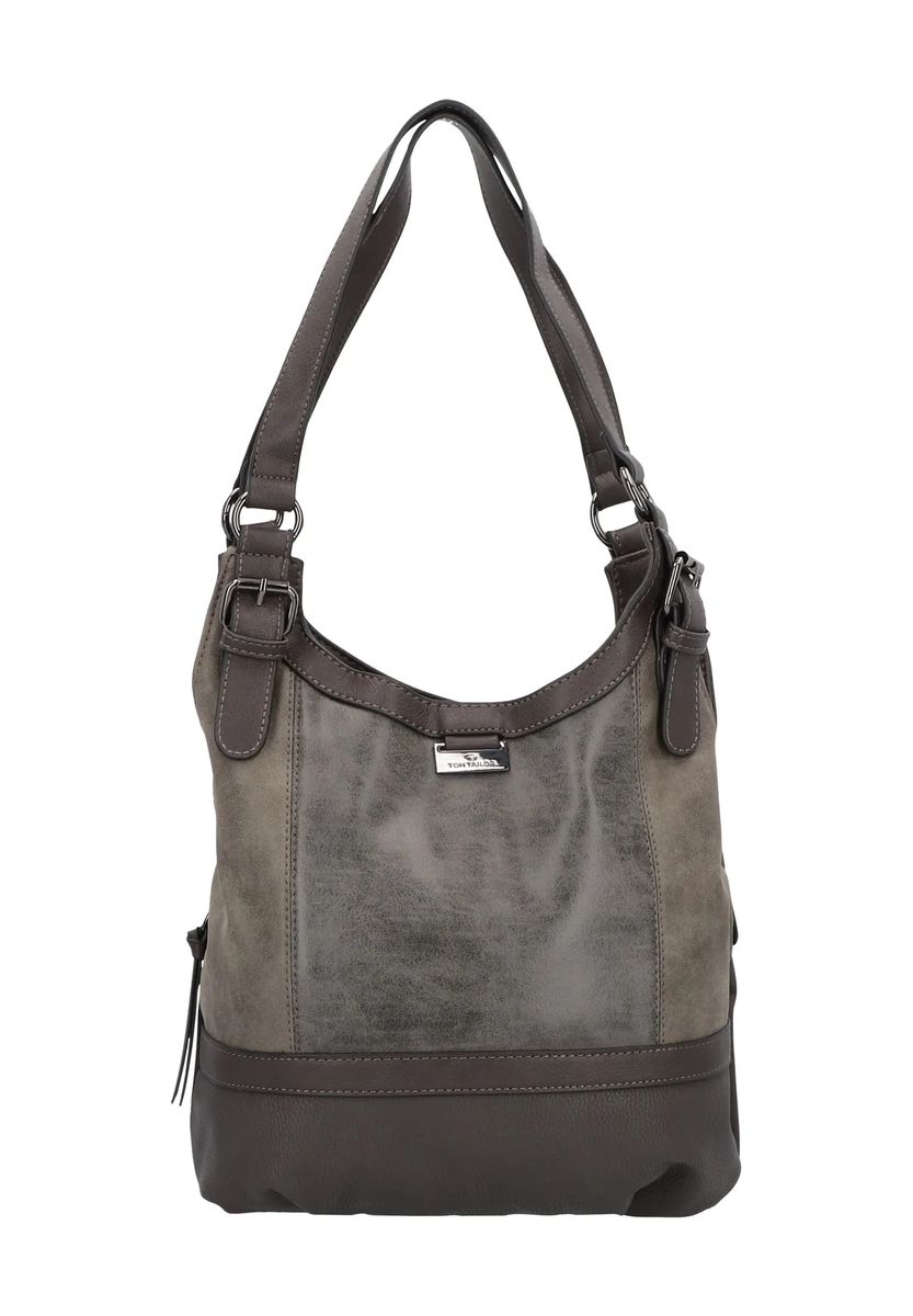 TOM TAILOR Shopper "Juna", Kunstleder, Emblem, uni, für Damen, grau, 99