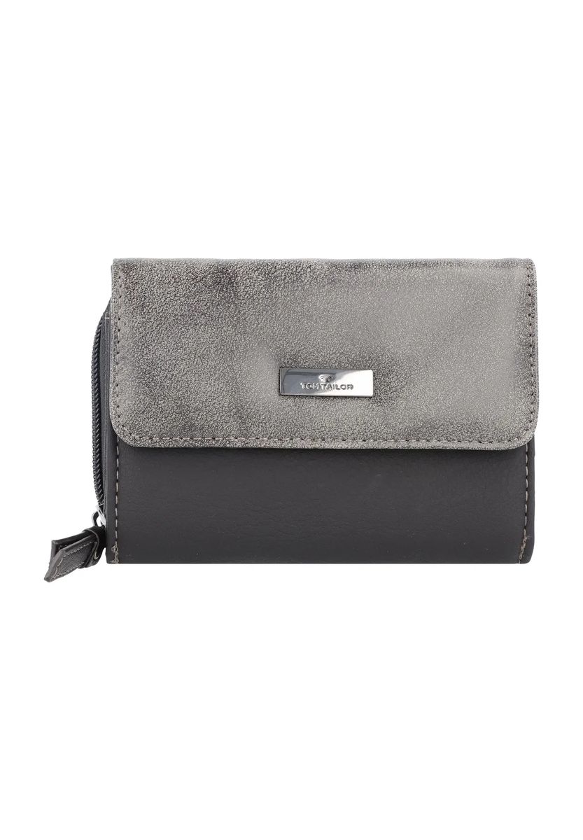 TOM TAILOR Geldbörse, Reißverschlussfach, Druckknopf, für Damen, grau|schwarz