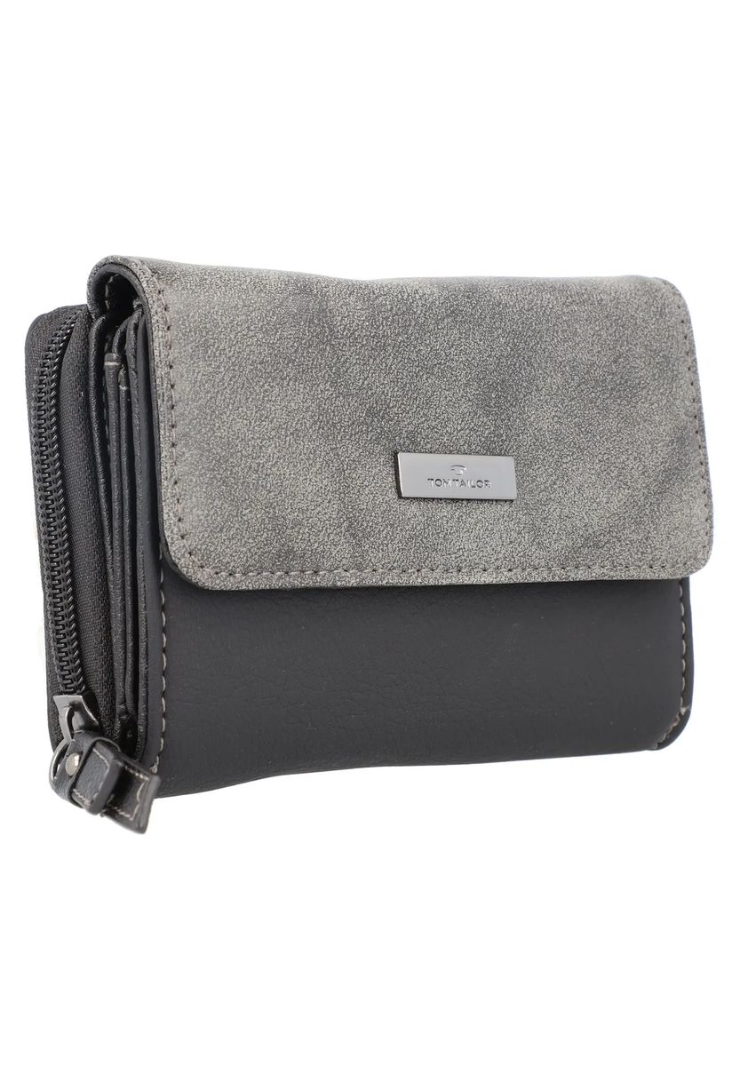 TOM TAILOR Geldbörse, Reißverschlussfach, Druckknopf, für Damen, grau|schwarz