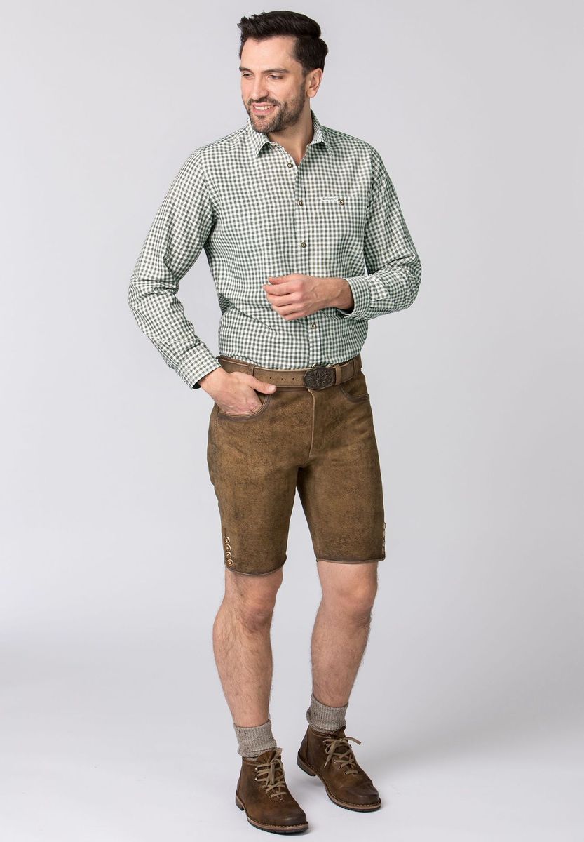 Grünes Gingham Langarmhemd