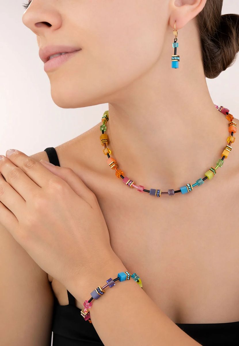CŒUR DE LION Damen Ohrhänger "2838/20-1573", Edelstahl, Multicolor Rainbow/Gold