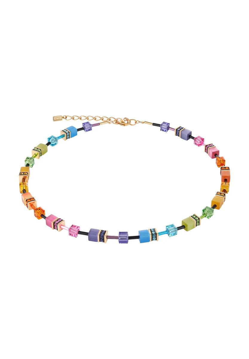 CŒUR DE LION Damen Halskette, Edelstahl, Multicolor Rainbow/Gold