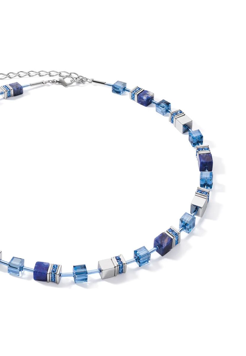 CŒUR DE LION Damen Collier, Edelstahl mit Sodalith & Hämatit, Blau/Silber