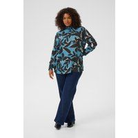 Hochgeschlossene Bluse mit Blattmuster
