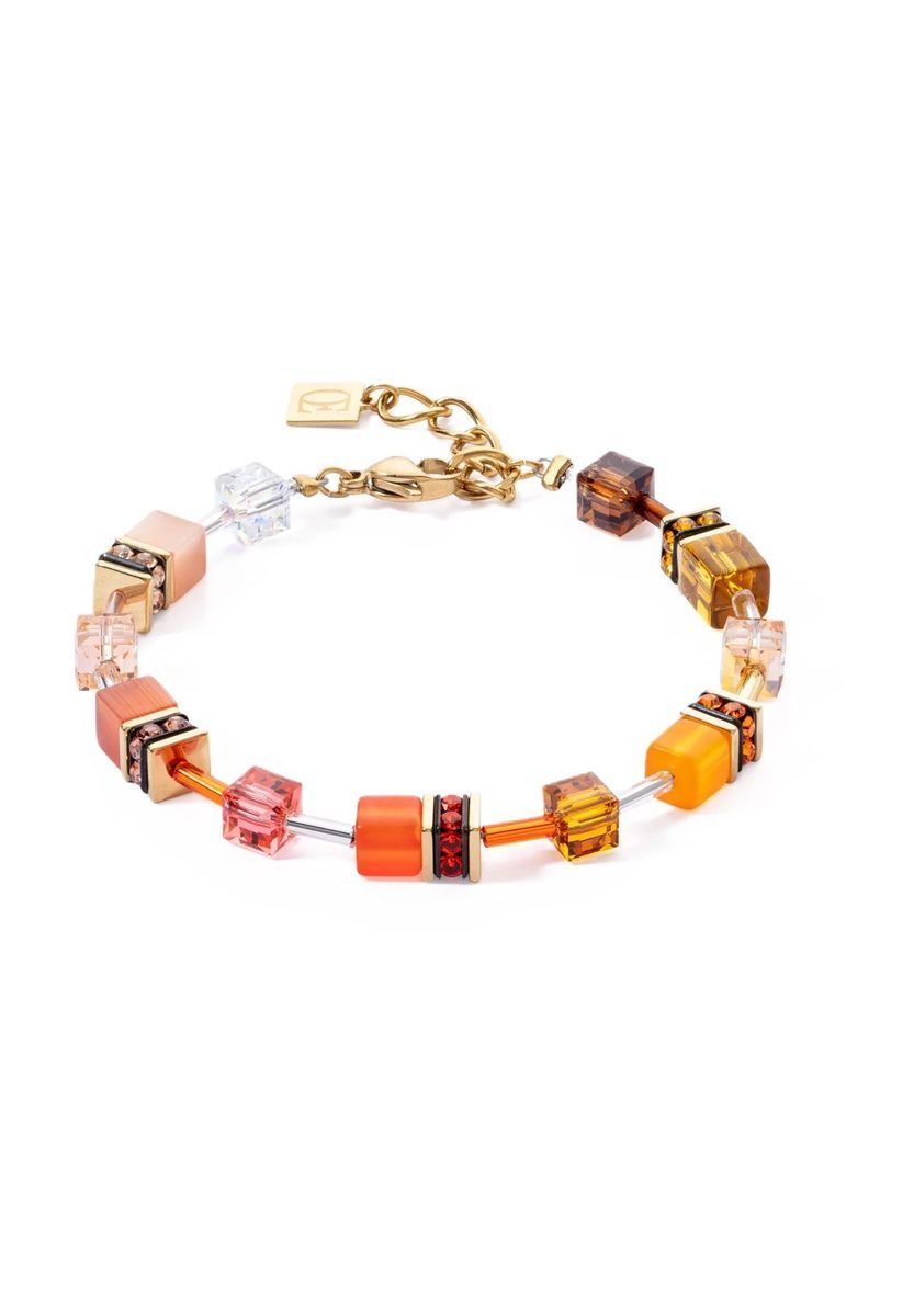 Farbenfrohes Kristallwürfel-Armband mit Gold