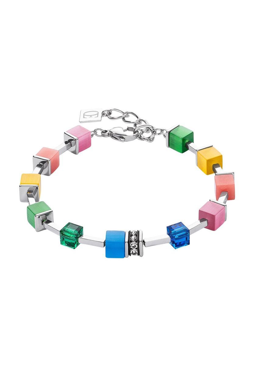 Farbenfrohes Würfelarmband aus Edelstahl