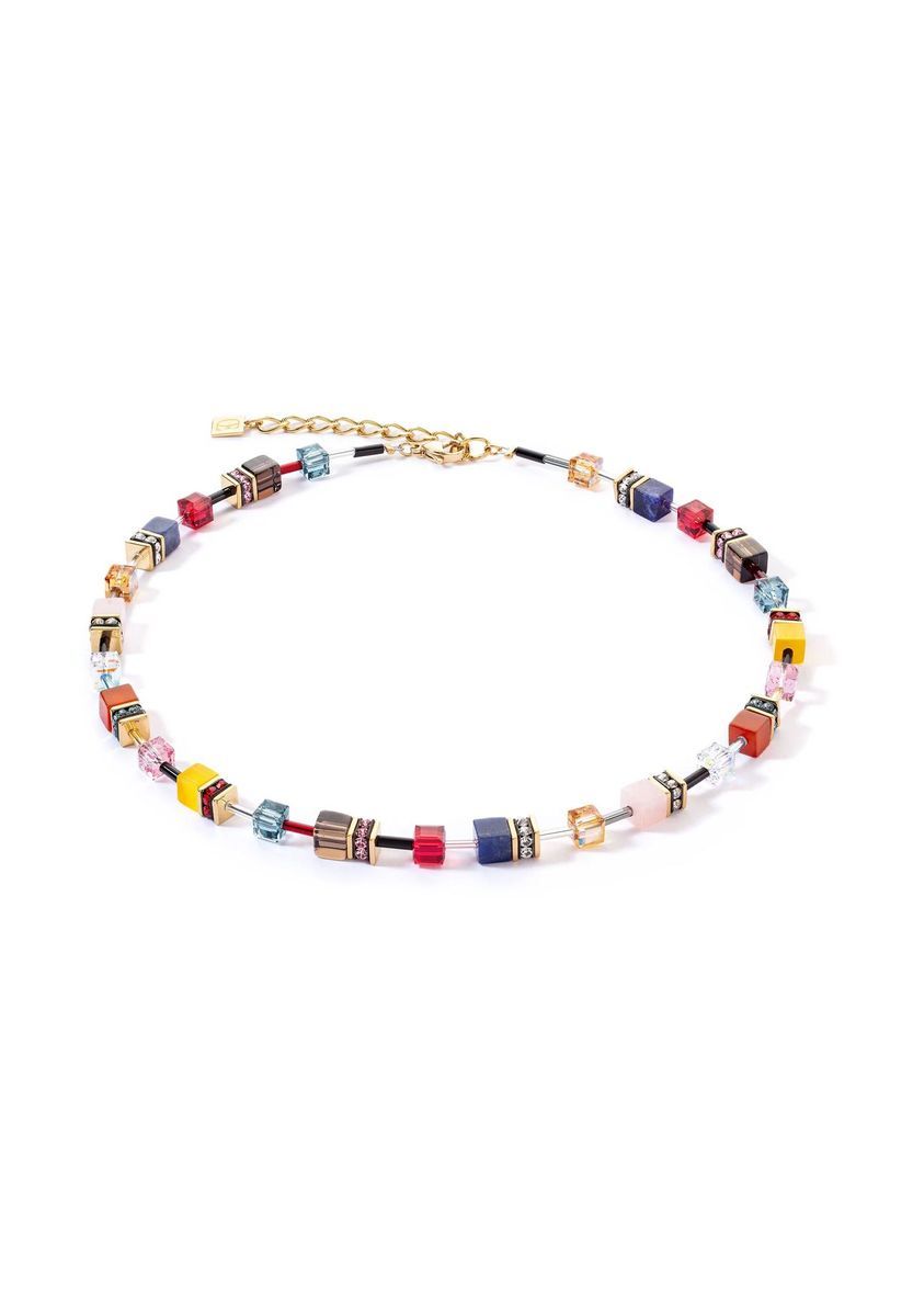 Bunte Würfelperlen Edelstahl Halskette