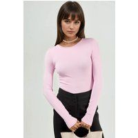 Rosa Langarmshirt mit Rundhalsausschnitt