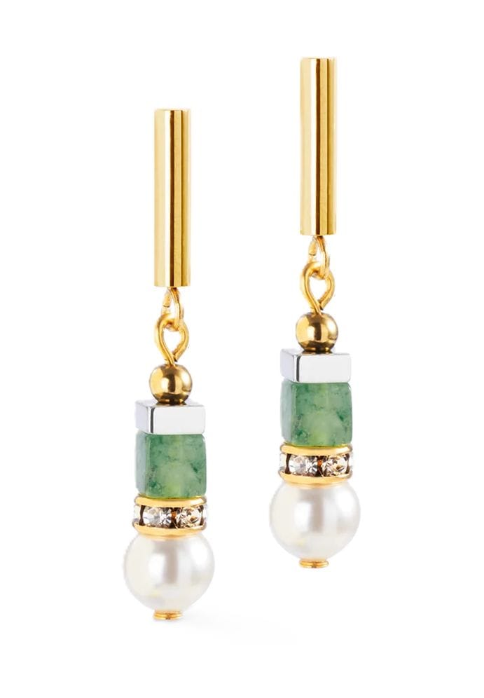 Aventurin-Perlenohrringe mit Goldton