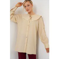 Lange lockere Bluse mit Peter-Pan-Kragen