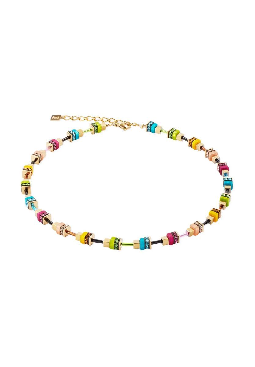 Mehrfarbige Würfel Halskette aus Edelstahl