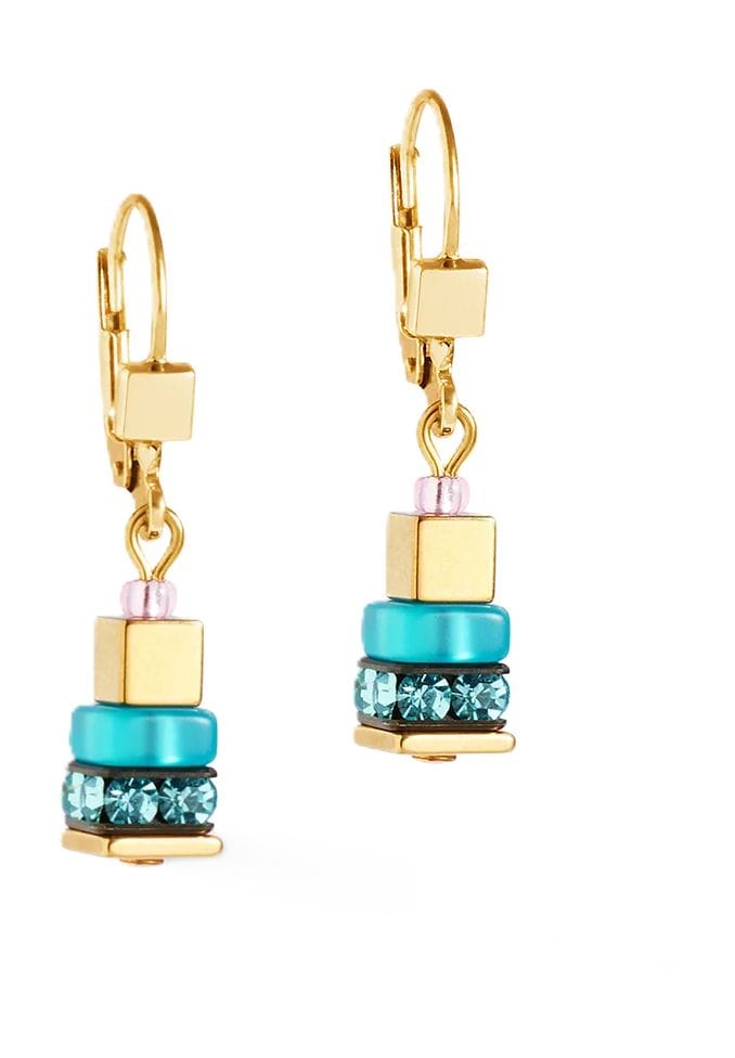 Geometrische Ohrhänger mit Kristallen