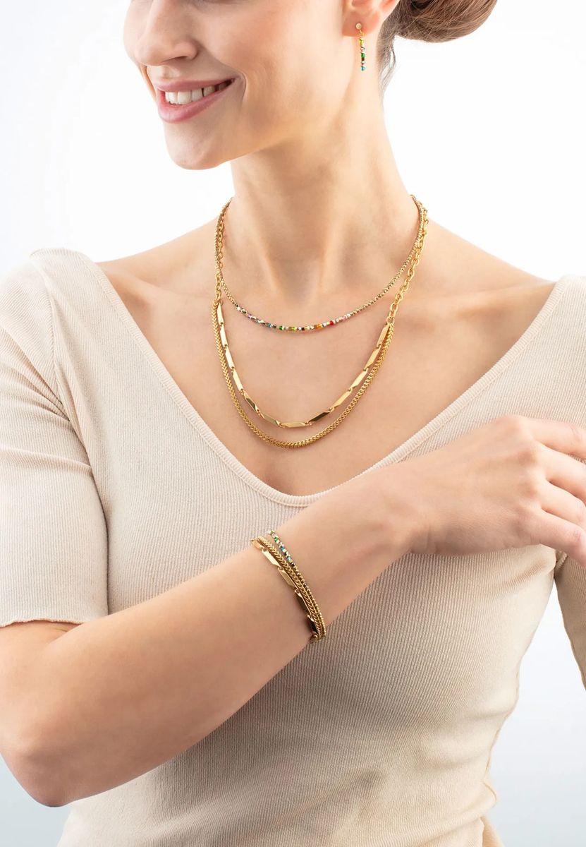 CŒUR DE LION Damen Armband Twisted Layers, Edelstahl, Gold