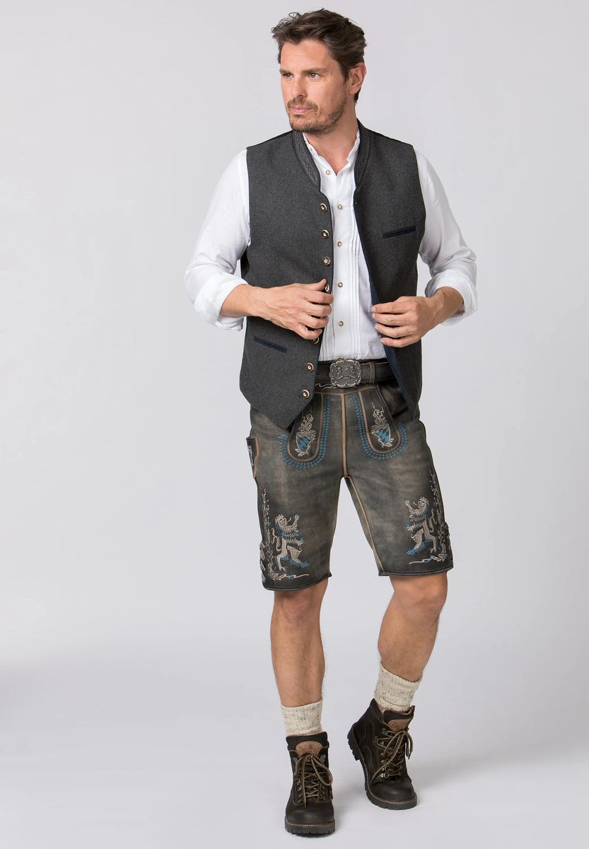 STOCKERPOINT Trachtenweste, Knopfleiste, Woll-Anteil, für Herren, grau, 46