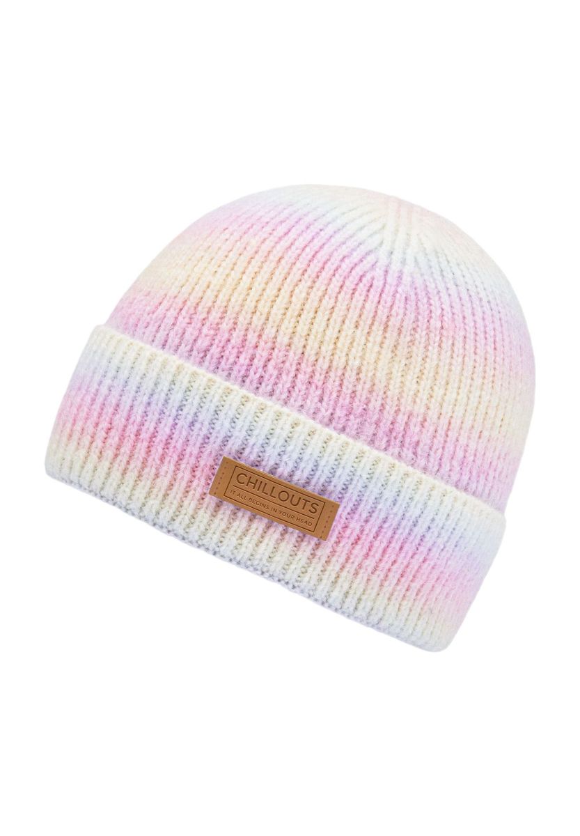 Strickmütze in Pastellfarben mit Logo-Patch