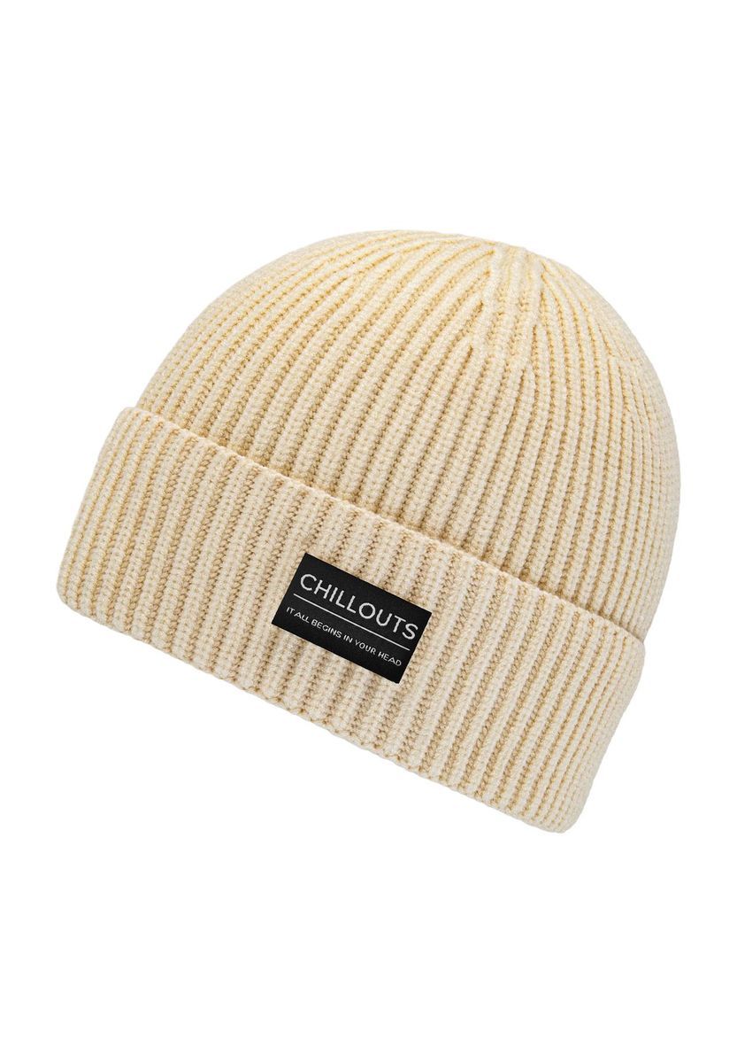 Gerippte Strickmütze mit Logo-Patch