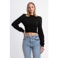 Langärmeliges Cropped Top im Bustier-Stil