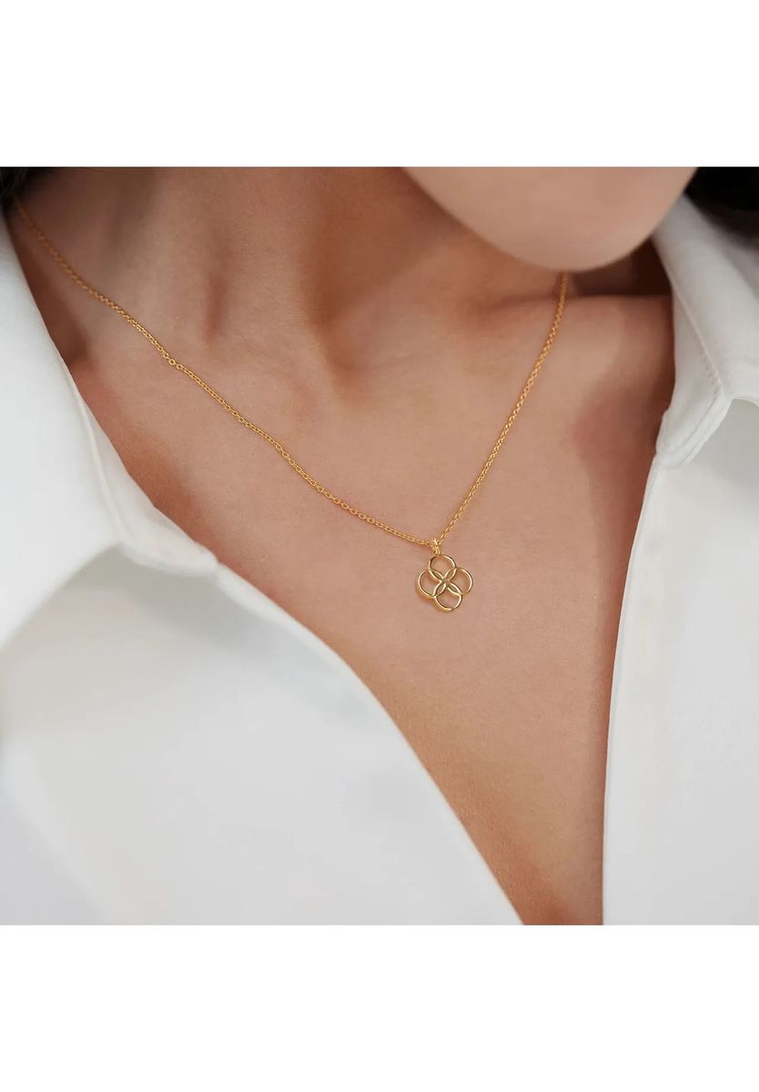 Leaf Damen Kette mit Anhänger, 925er Silber, GOLD