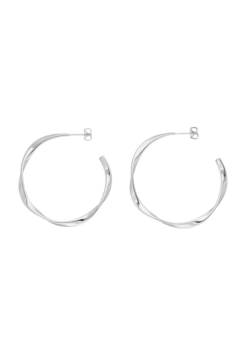 Leaf Damen Creolen, 925er Silber, SILBER