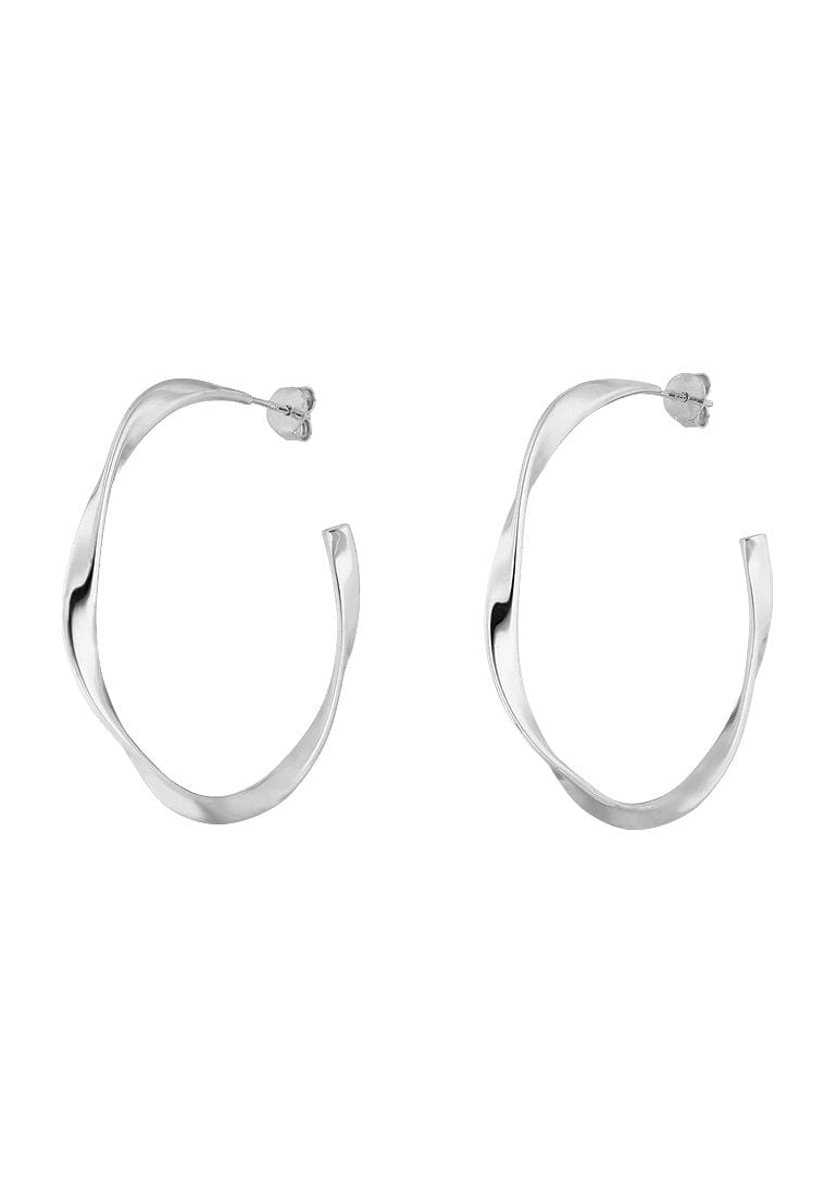 Leaf Damen Creolen, 925er Silber, SILBER