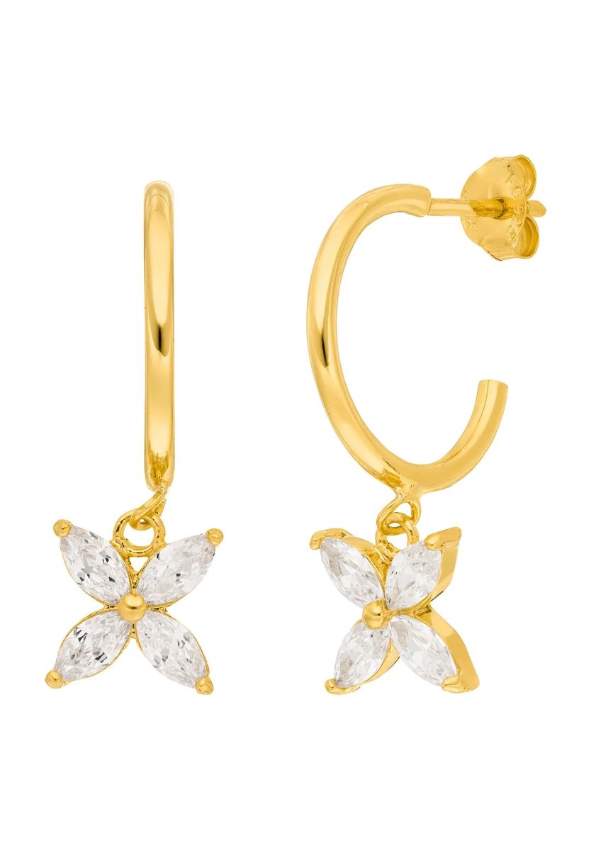 Leaf Damen Creolen, 925er Silber, GOLD, 99