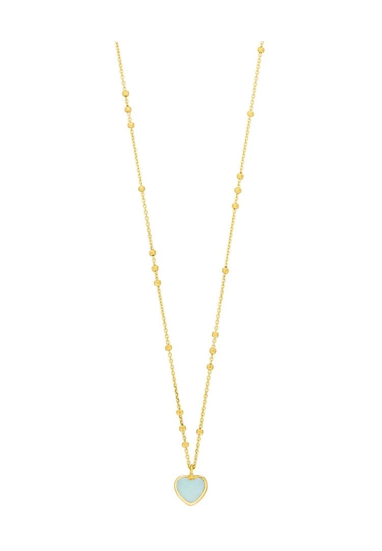 Leaf Damen Kette mit Anhänger, 925er Silber, Chalcedon, GELBGOLD