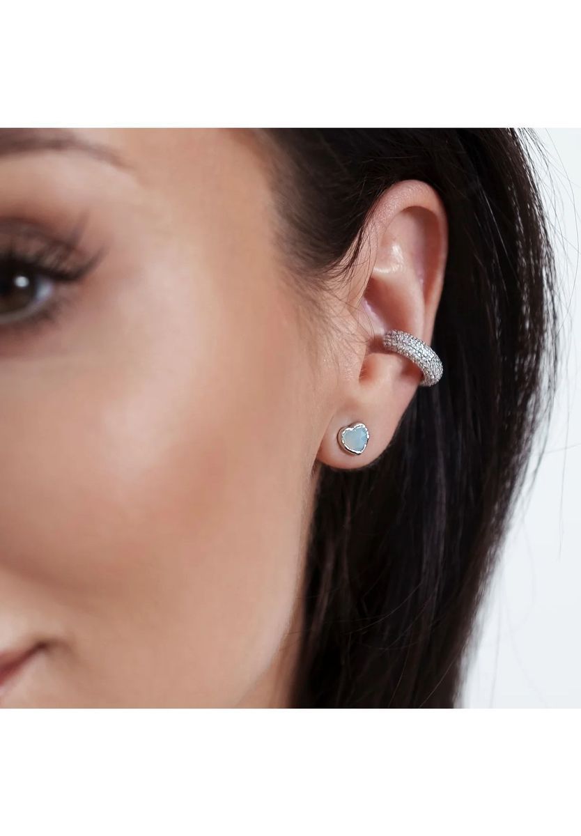 Leaf Damen Ohrstecker, 925er Silber, Aqua Calcedon, GELBGOLD