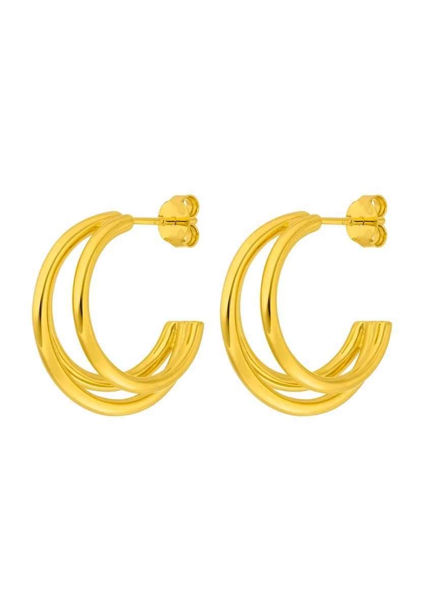 Leaf Damen Creolen, 925er Silber, GOLD