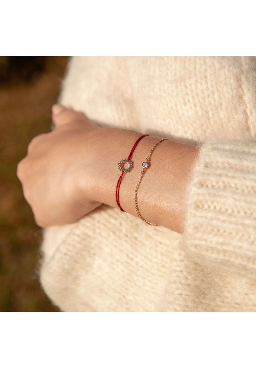 Minimalistisches Silber Sonnenblumen-Kordelarmband