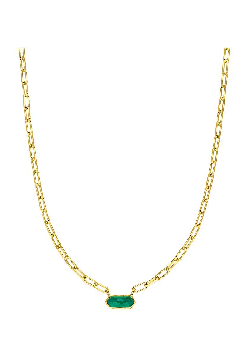 Leaf Damen Kette mit Anhänger, 925er Silber, GOLD