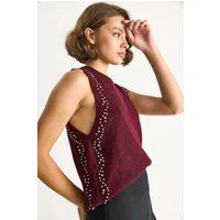 Strukturiertes Stricktop mit Steinbesatz