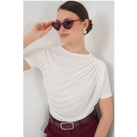 Elegante asymmetrische geraffte Bluse