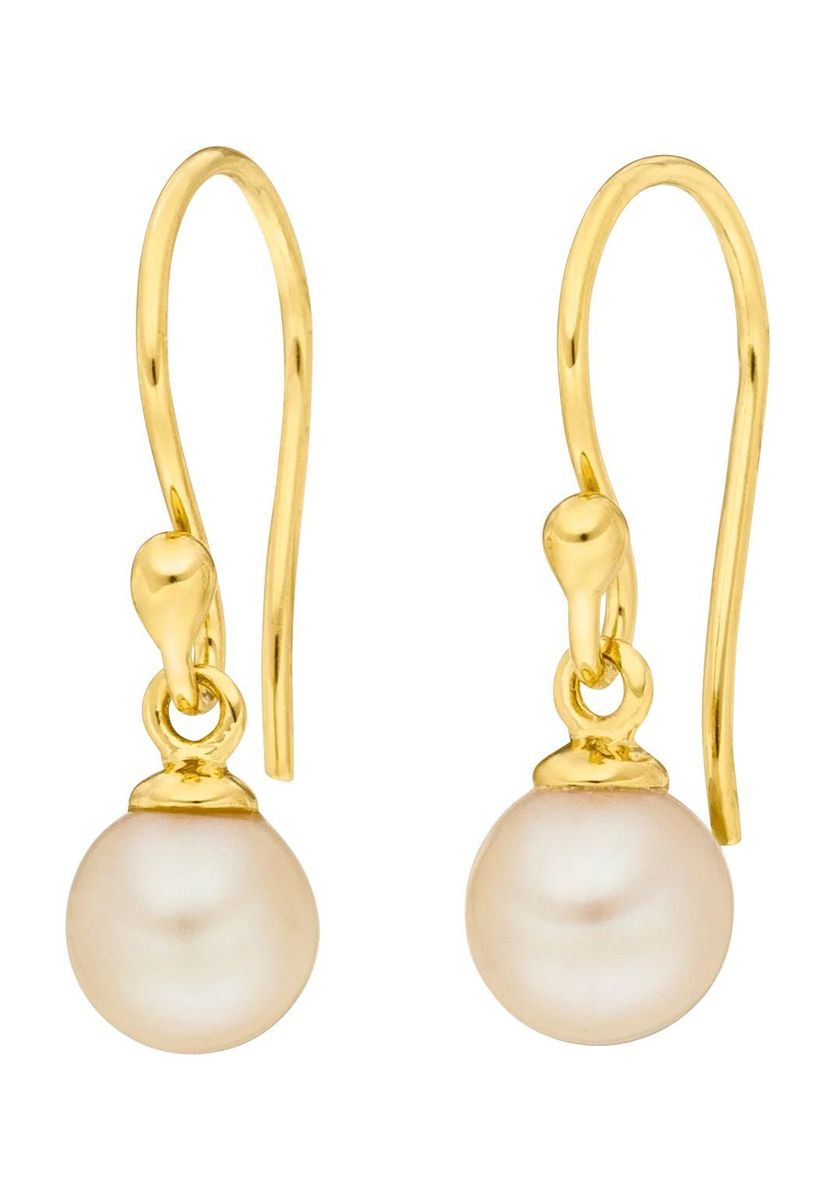 Leaf Ohrhänger "LEA 925 GG", 925er Silber mit Perlen, SILBER 925/GELBGOLD