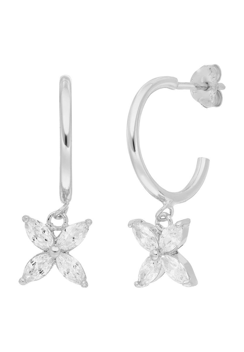 Leaf Damen Creolen, 925er Silber, SILBER 925/RHODINI, 99