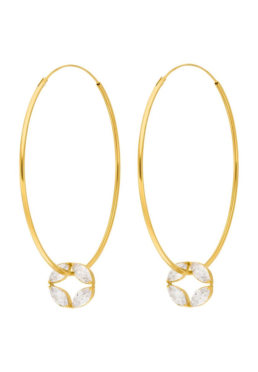 Leaf Damen Creolen, 925er Silber, GOLD