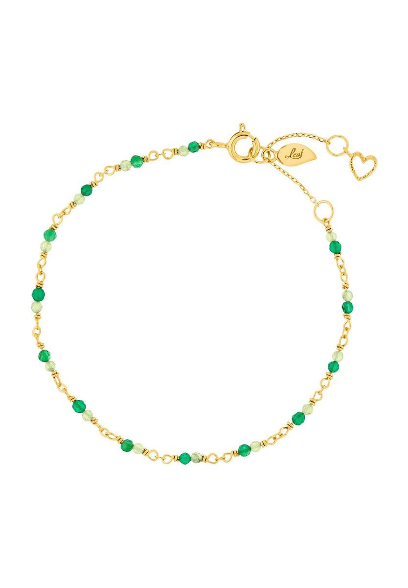 Leaf Damen Armband, 925er Silber mit Achat und Peridot, GOLD
