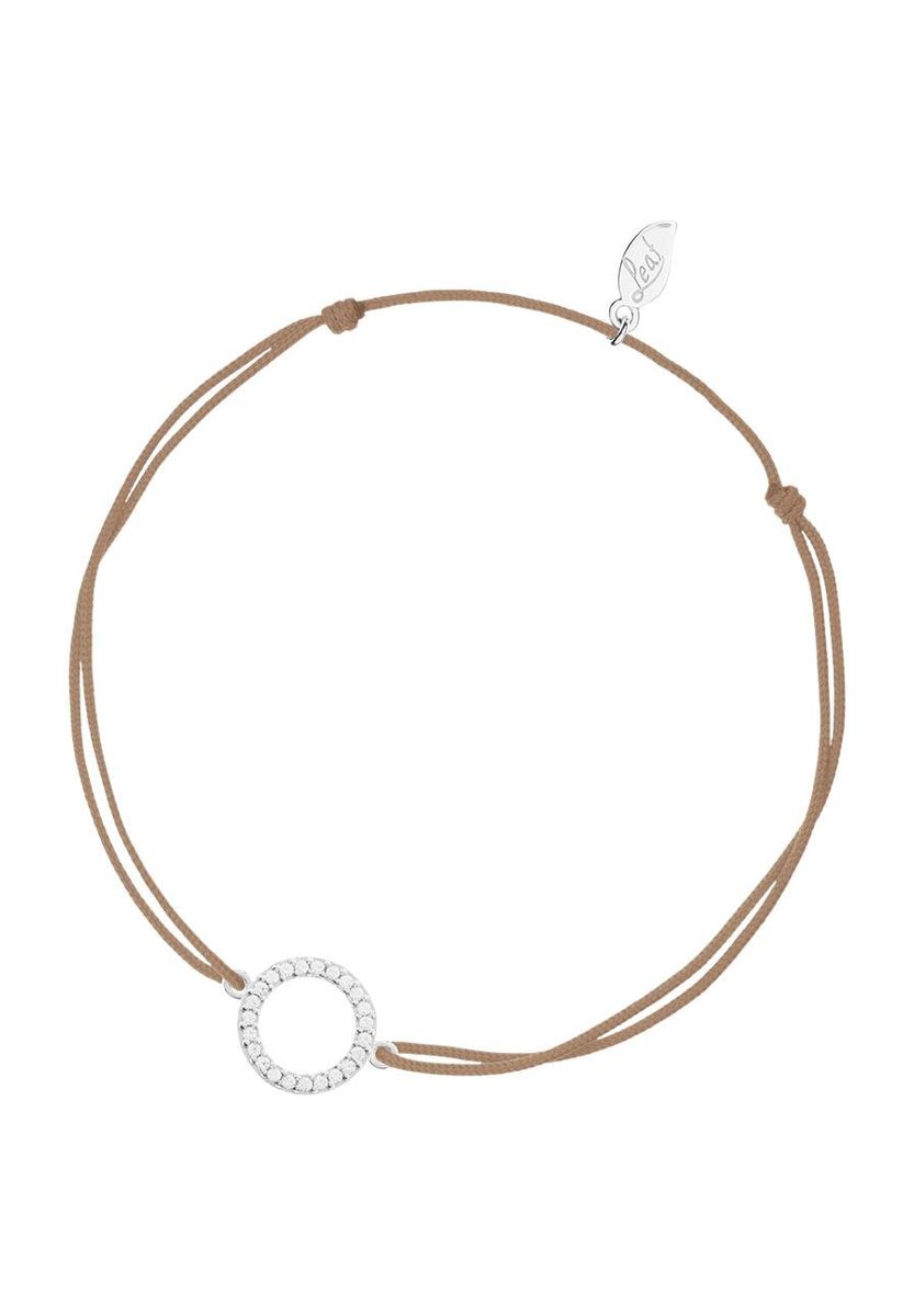 Silber Kreis Beige Kordel Armband