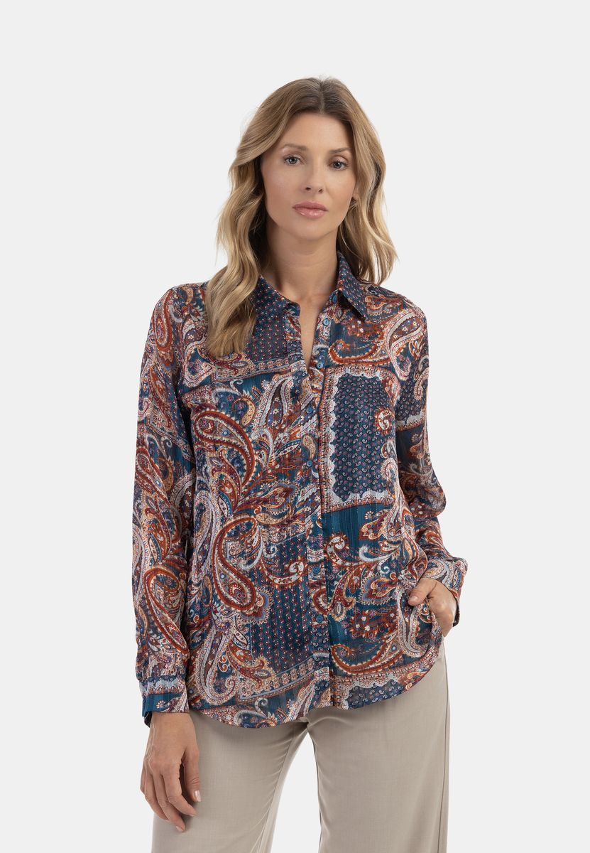 Elegante Paisley-Bluse mit Schimmer-Effekt