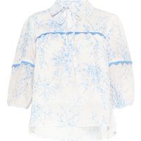 Bluse mit Blumenmuster und Zackenlitze