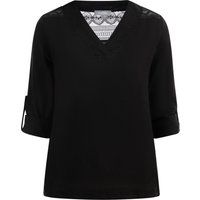 V-Ausschnitt Leinenbluse mit Spitze