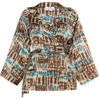 Boho-Wickelbluse mit Batikmuster