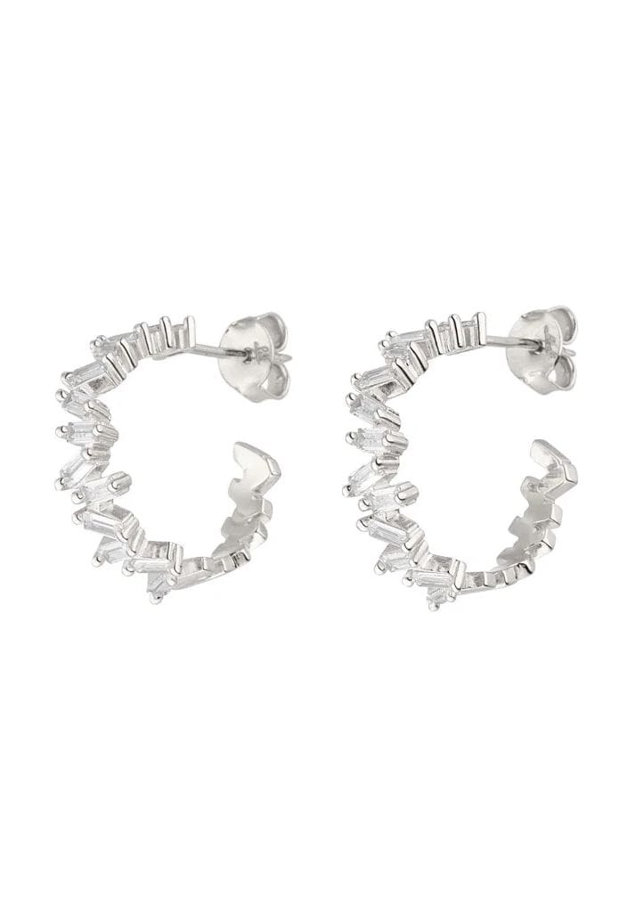 Leaf Damen Creolen, 925er Silber, SILBER 925/RHODINI