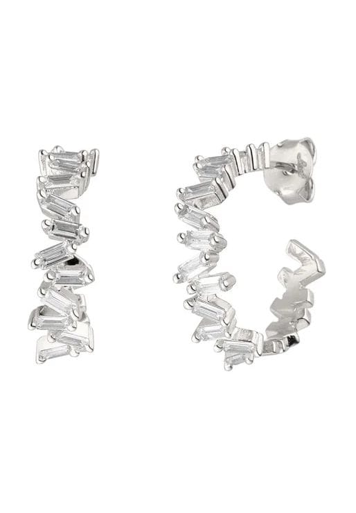 Leaf Damen Creolen, 925er Silber, SILBER 925/RHODINI