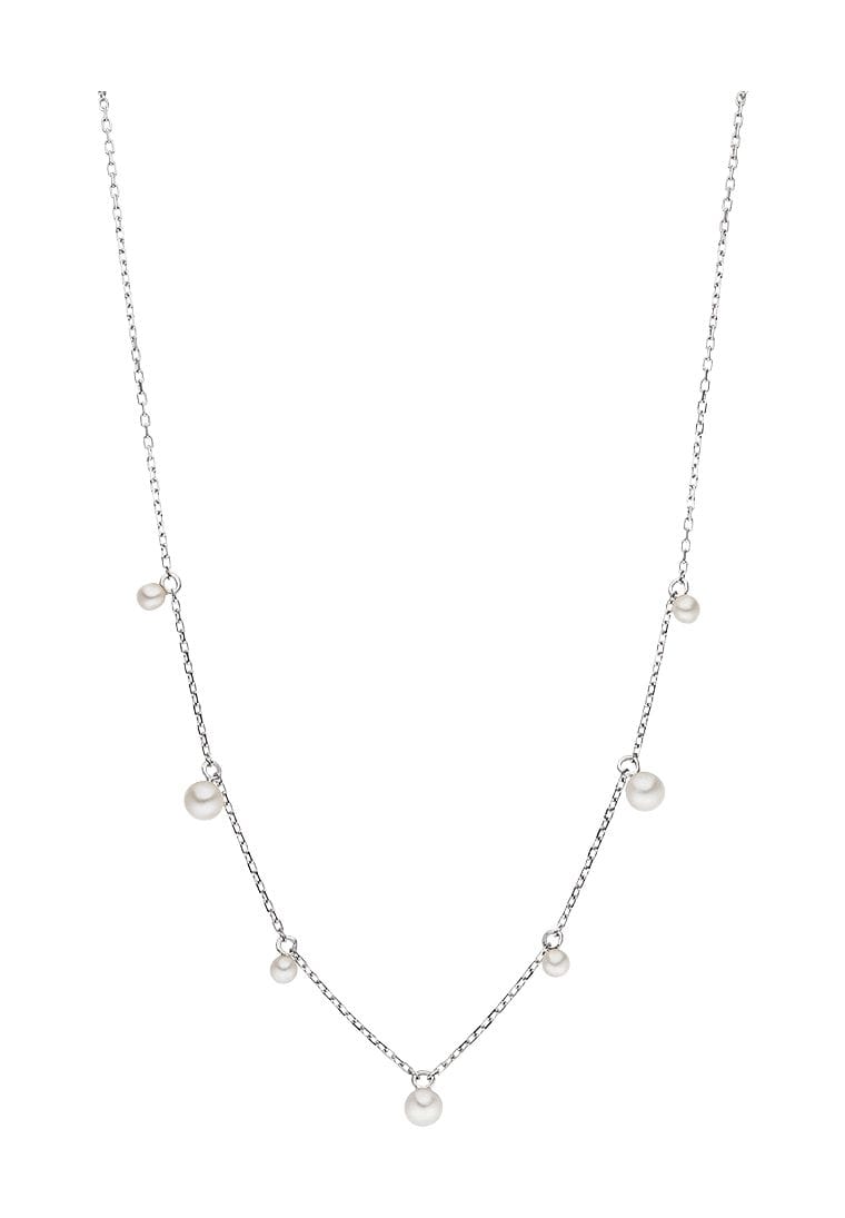 Leaf Damen Kette, 925er Silber mit Perlen, SILBER