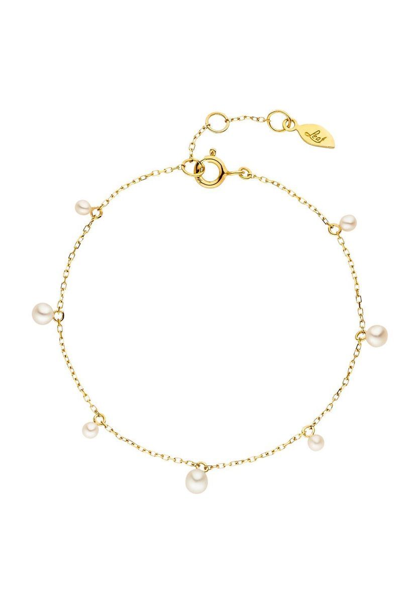 Leaf Damen Armband, 925er Silber mit Süßwasser-Zuchtperlen, SILBER, 18