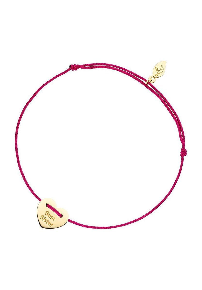 Leaf Best Sister Armband mit Kordel